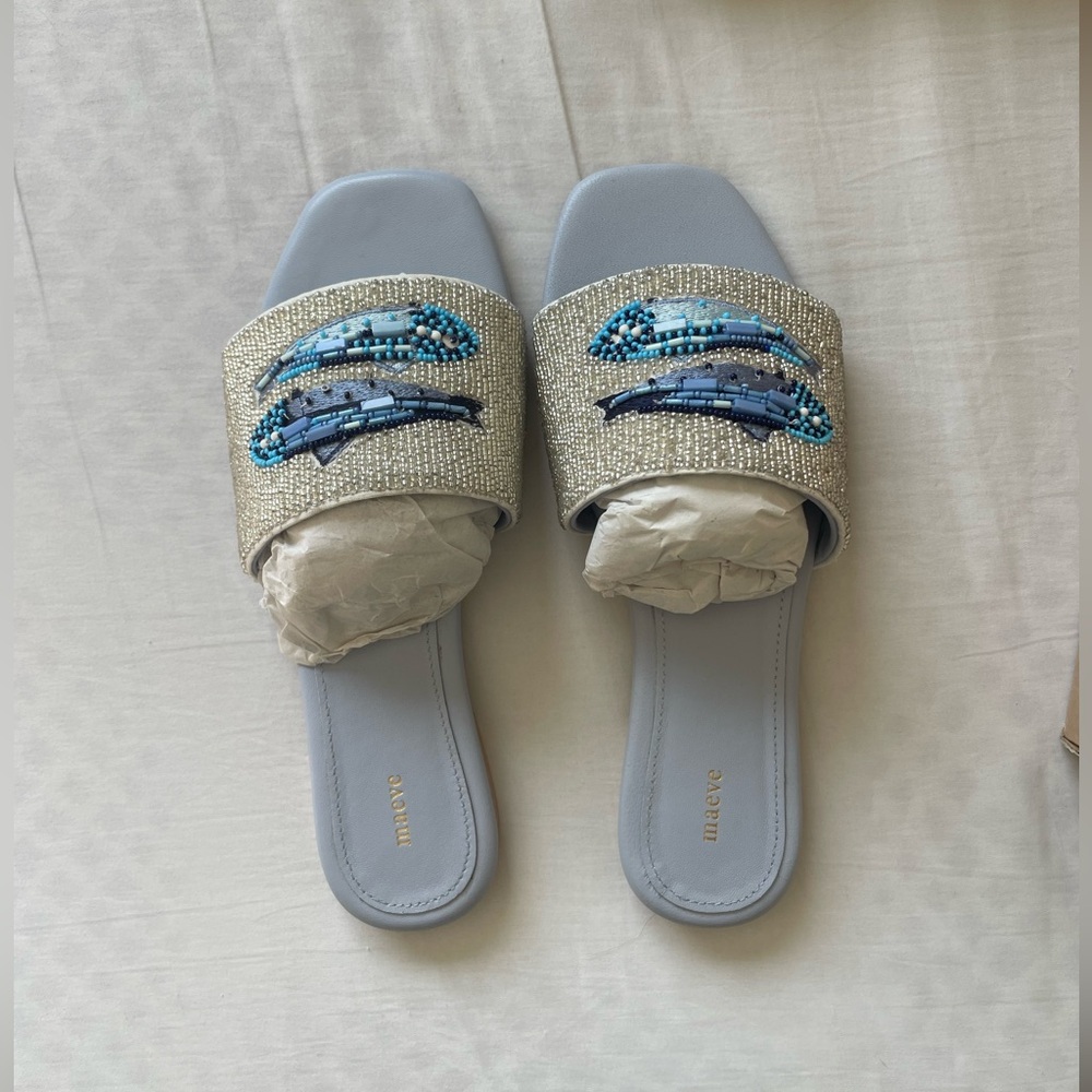 The Fiona Beaded Slide Sandals by Maeve - Picture 4 of 6